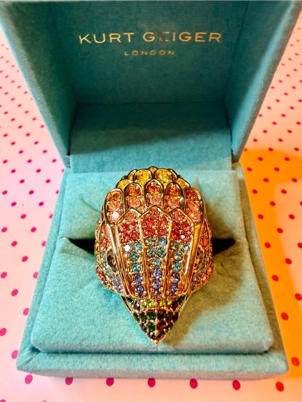 Kurt Geiger Rainbow Eagle Statement Ring size 8
